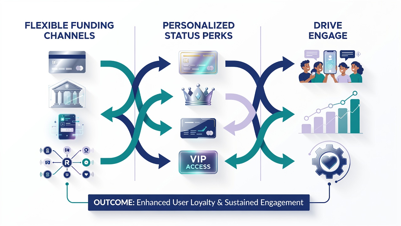 Dashboard view of a betting exchange platform displaying personalized VIP perks alongside funding history and live dealer game options