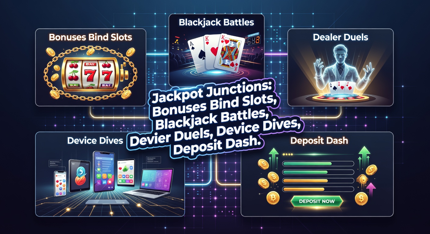 Dynamic split-screen of mobile device showing slot reels spinning alongside blackjack hands, live dealer feeds, fast deposit interfaces, falling deal notifications, sparkling diamond prize wheels, and live odds updates in a cohesive jackpot hub