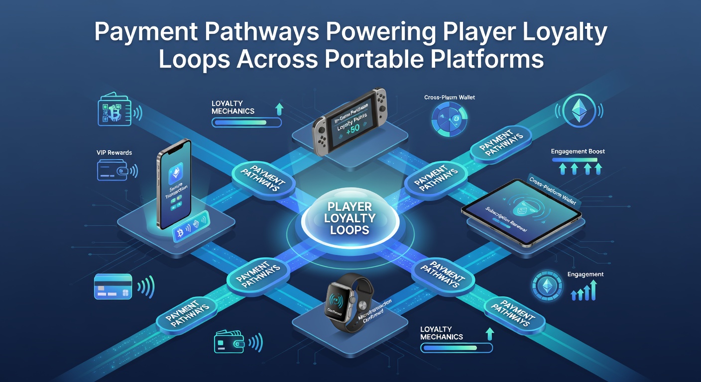Illustration of loyalty loop cycle connecting payments, rewards, and mobile gaming activity across devices
