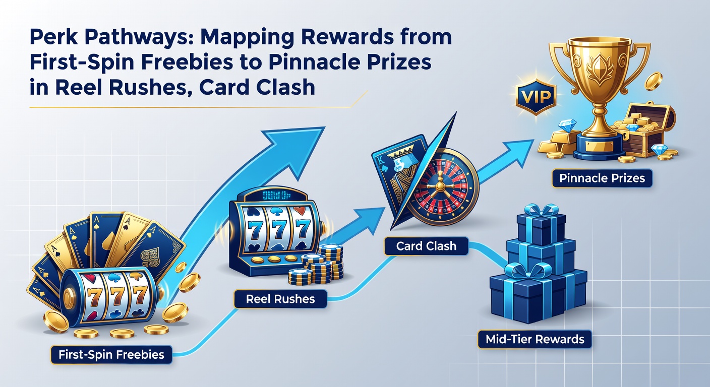 Dynamic graphic showing a progression ladder with icons for slots, cards, live dealers, phones, wallets, promo codes, and soccer pitches climbing toward a crown of pinnacle prizes