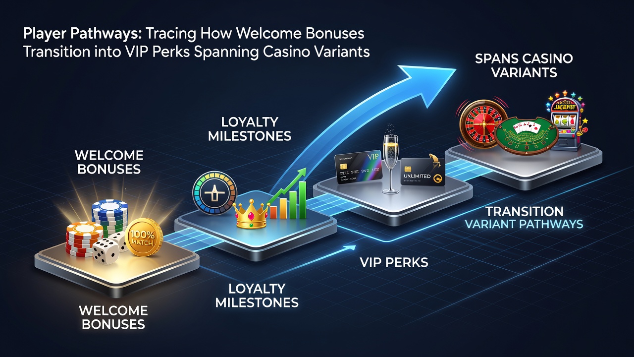 Diagram showing loyalty point flow from welcome offers through casino games and sports bets into VIP rewards