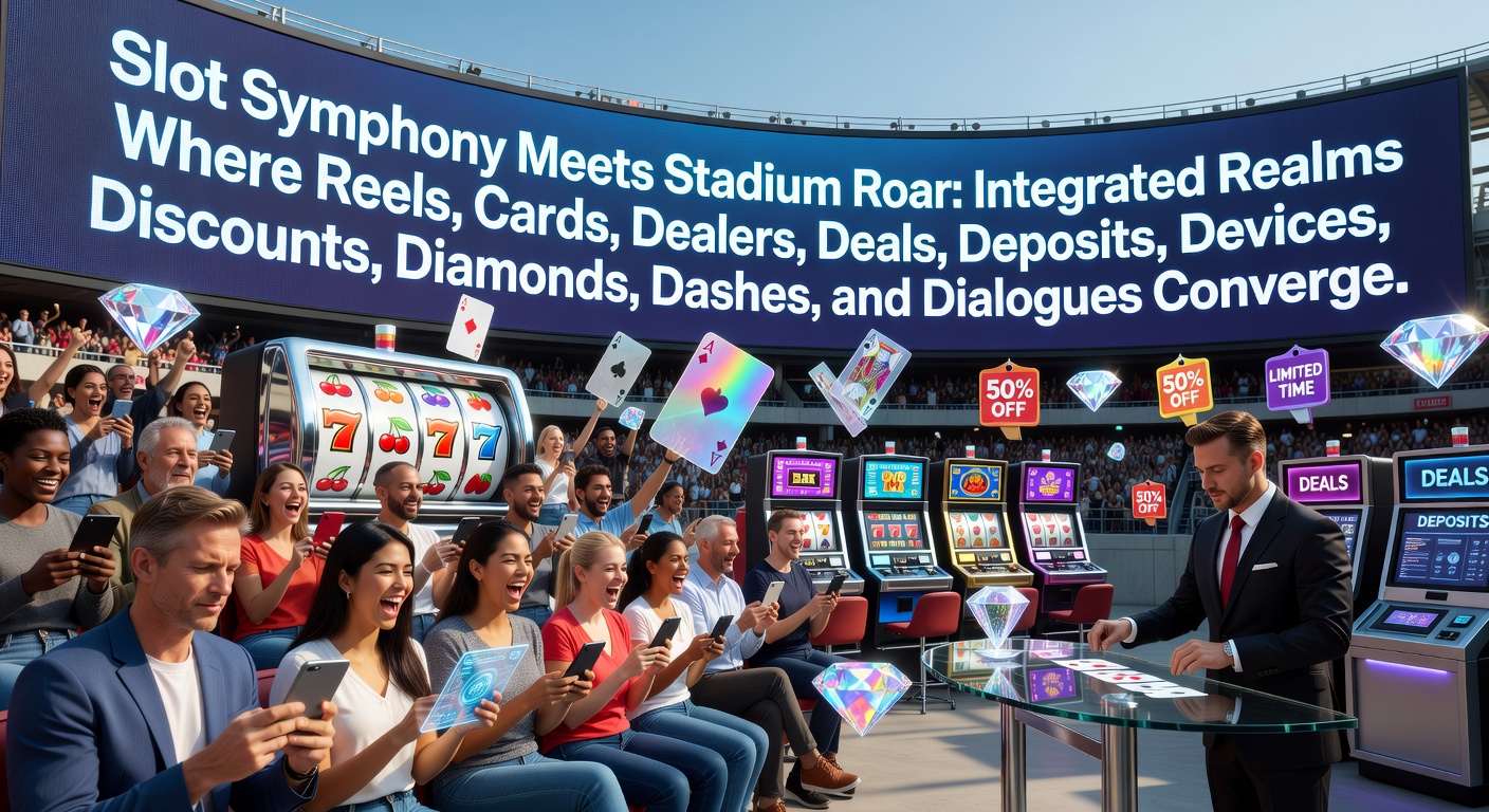Vibrant digital interface blending colorful slot reels with live sports stadium visuals and seamless payment icons
