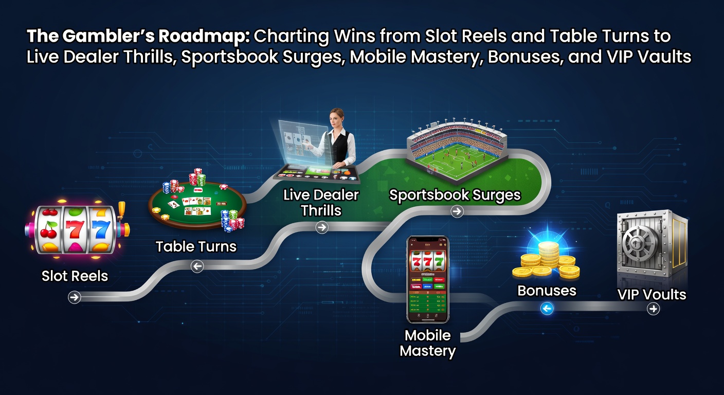 Vibrant casino scene blending slot machines, table games, and digital screens showing sports odds and live dealer streams